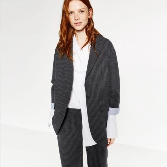 Zara Jackets & Blazers - Zara | Wool Pinstripe Boyfriend Blazer